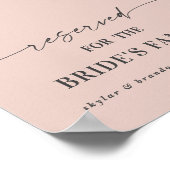 花嫁の家族のために予約済み - 結婚式看板（ピンク） ポスター (角)