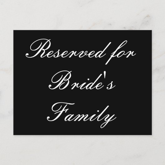 花嫁の家族のために予約 ポストカード (正面)