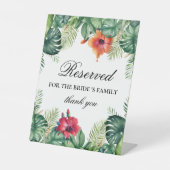 花嫁の家族の熱帯テーブルサイン用に予約 台座サイン (正面)