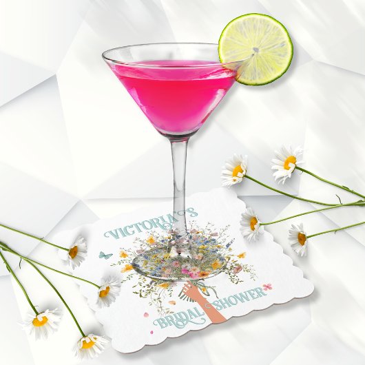 花嫁の巨大な野花のブーケ　結婚前お披露目パーティー ペーパーコースター