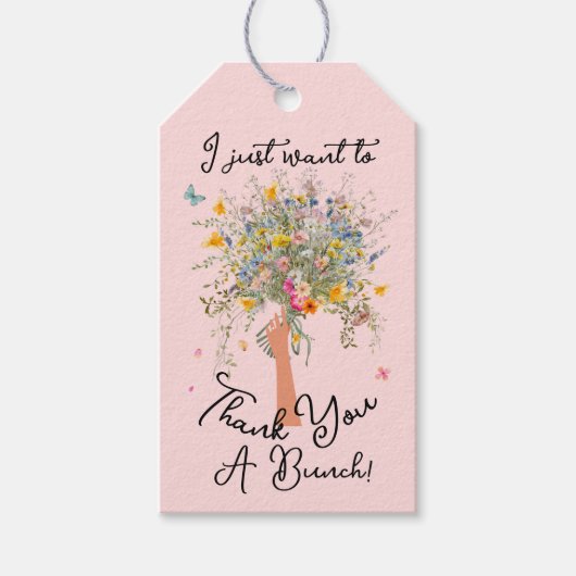 花嫁の巨大ワイルドフラワーブーケブライダルシャワー ギフトタグ (正面)