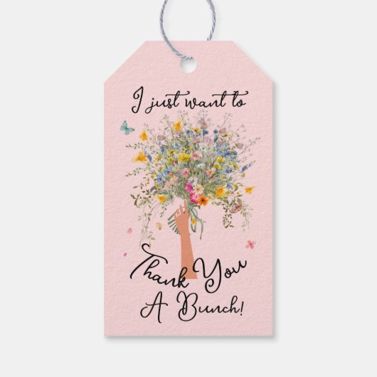 花嫁の巨大ワイルドフラワーブーケブライダルシャワー ギフトタグ (裏面)