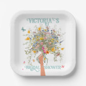 花嫁の巨大ワイルドフラワーブーケブライダルシャワー ペーパープレート (正面)
