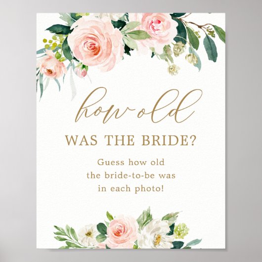 花嫁の年齢当てゲーム フローラル ブライダルシャワー ポスター (正面)