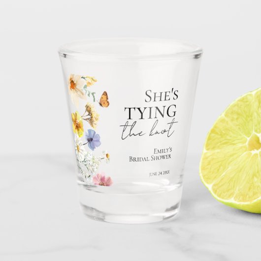 花嫁の幸せを祝おう | ワイルドフラワー ブライダル シャワー ショットグラス (正面)