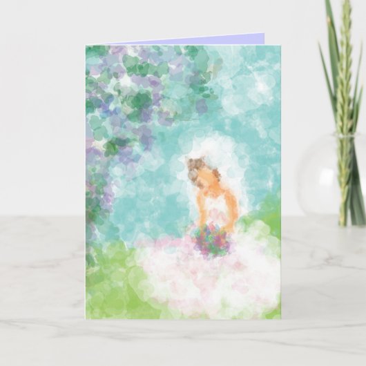 花嫁の座るブライダルシャワーへの招待 招待状 (正面)