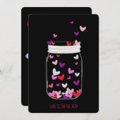 花嫁の愛は空気飴のハートパーティーシャワー 招待状 (正面/裏面)