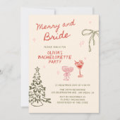 花嫁の手メリー引きクリスマスブライダルシャワー 招待状 (正面)