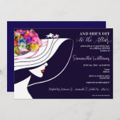 花嫁の披露宴へ向かうデビー 馬 レース ウェディングシャワー 招待状 (正面/裏面)