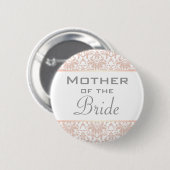 花嫁の挨りだらけのピンクのシャンデリアのダマスク織の母 缶バッジ (正面&裏面)
