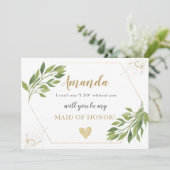 花嫁の提案カードの緑と金ゴールド 招待状 (スタンド正面)