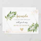 花嫁の提案カードの緑と金ゴールド 招待状 (正面/裏面)