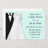 花嫁の新郎のカップルのシャワーの招待状 招待状 (正面/裏面)