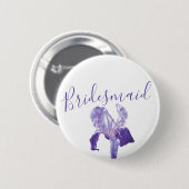 花嫁の旗アイリス結婚パープルのピン/ボタン 缶バッジ (正面&裏面)