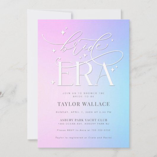 花嫁の時代ブライダルシャワーの招待状 招待状 (正面)