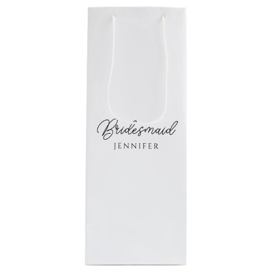 花嫁の書道台本の名前のカスタムトップ ワインギフトバッグ (正面)