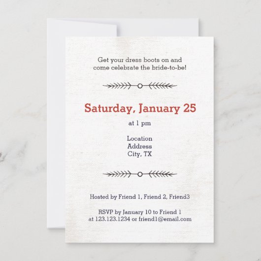 花嫁の最後に乗る錆びた赤 招待状 (裏面)