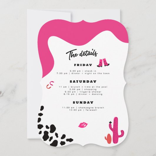 花嫁の最後のライドバチェロレッテ週末パーティー 招待状 (裏面)