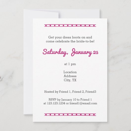 花嫁の最後の乗り物をピンクに 招待状 (裏面)