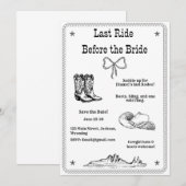 花嫁の最後の乗馬 ウエスタンスタイルのブライズメイドパーティー セーブザデート (正面/裏面)