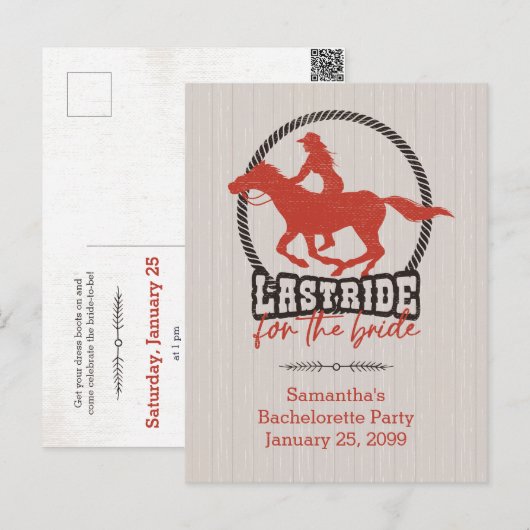 花嫁の最後の騎乗 ラスト ライド ポストカード (正面/裏面)