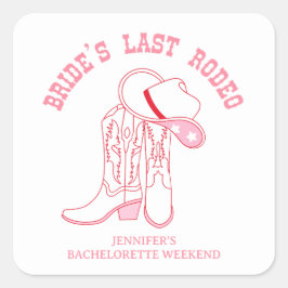 花嫁の最後の騎馬秀 花嫁の最後の独身パーティー 結婚前のお茶会 ピンク スクエアシール