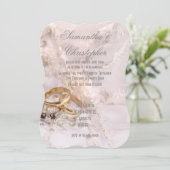 花嫁の服の結婚式の金の指輪 招待状 (スタンド正面)