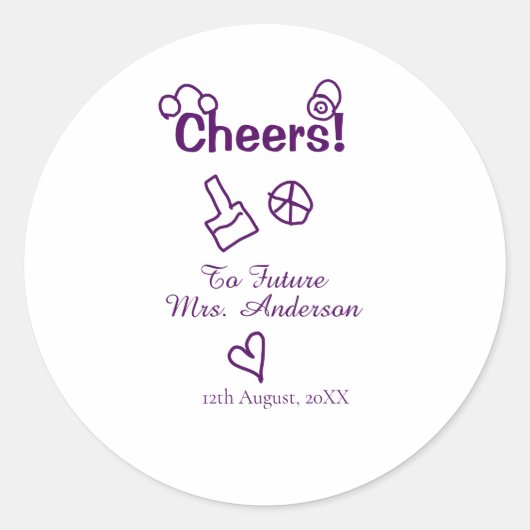 花嫁の未来に乾杯！ 紫の落書きさん ラウンドシール (正面)