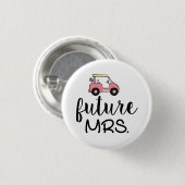 花嫁の未来のミセスを白の上に乗せたゴルフカー結婚ト 缶バッジ (正面&裏面)