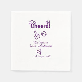 花嫁の未来のMrs.（名前）パープルドードルおめでとう スタンダードカクテルナプキン