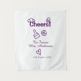 花嫁の未来のMrs.（名前）パープルドードルおめでとう タペストリー