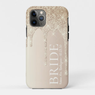 花嫁の未来ミセス金ゴールドグリッタードリップ iPhone 11 PROケース