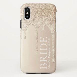 花嫁の未来ミセス金ゴールドグリッタードリップ iPhone XSケース