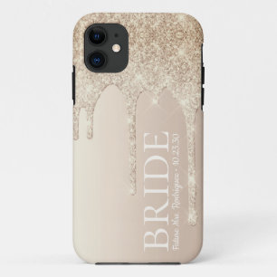 花嫁の未来ミセス金ゴールドグリッタードリップ iPhone 11 ケース