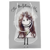 花嫁の棒人間ガール（ブーケ付き） ミディアムペーパーバッグ (正面)