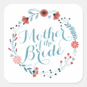 花嫁の母かわいいリースシール スクエアシール (正面)