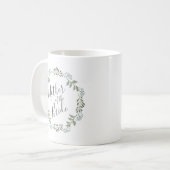 花嫁の母のためのセージグリーニーボタニカルリース コーヒーマグカップ (正面左)