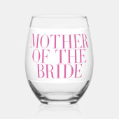花嫁の母のためのピンクのモダンでエレガントなカスタムギフト ステムなしワイングラス (正面)