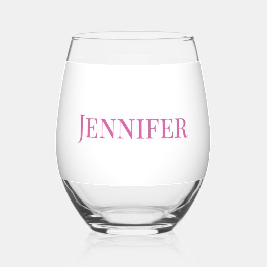 花嫁の母のためのピンクのモダンでエレガントなカスタムギフト ステムなしワイングラス (裏面)