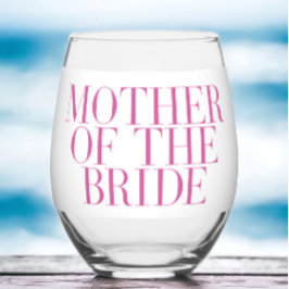 花嫁の母のためのピンクのモダンでエレガントなカスタムギフト ステムなしワイングラス