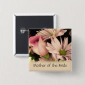 花嫁の母のための結婚式ボタン 缶バッジ (正面&裏面)