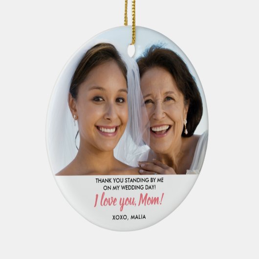 花嫁の母の写真のパーソナライズされたクリスマス セラミックオーナメント (右)
