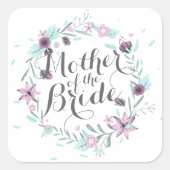 花嫁の母の水彩画結婚のステッカー スクエアシール (正面)