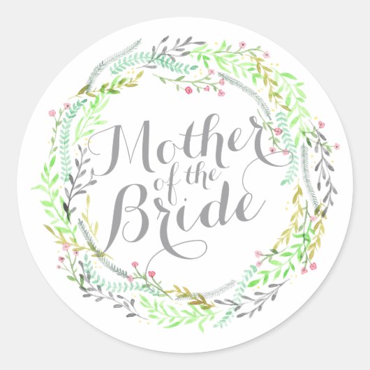 花嫁の母の水彩画結婚のステッカー ラウンドシール (正面)