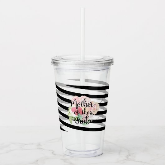 花嫁の母の水結婚色フローラモノグラム アクリルタンブラー (正面)