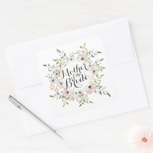 花嫁の母の水色シール スクエアシール (封筒)