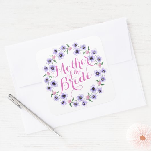 花嫁の母の花の結婚式のシール スクエアシール (封筒)