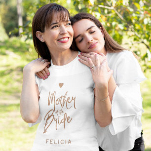 花嫁の母の銅グリッタータイポグラフィ名 Tシャツ