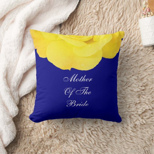 花嫁の母イエローブルーウェディングフローラル クッション (ブランケット)