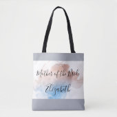 花嫁の母ギフトピンク・ブルー・グレイエレガント トートバッグ (正面)